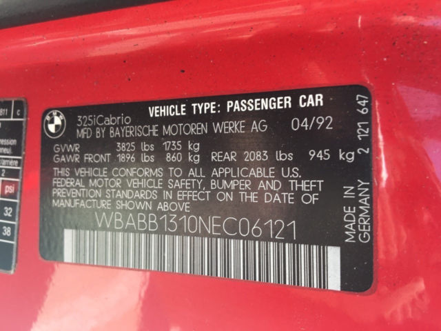 1992 bmw 325i convertible w/ 102,000 miles. (red/tan)