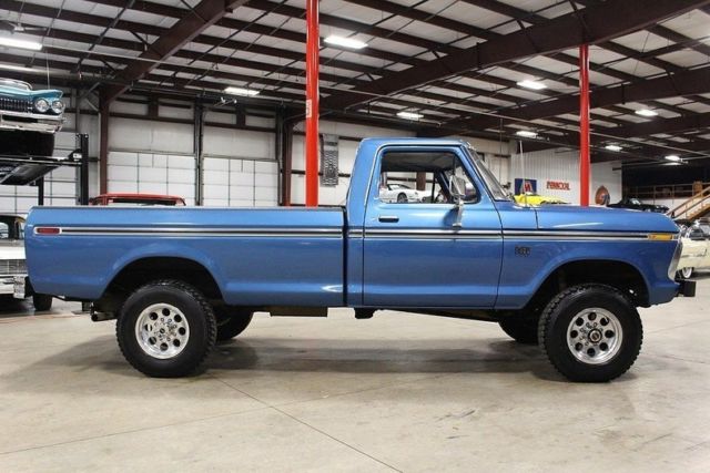 1976 ford f250 72437 miles blue pickup truck 360 v8 manual