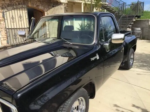 1973 chevrolet c 10 cheyenne stepside black custom leather mercedes seats wood