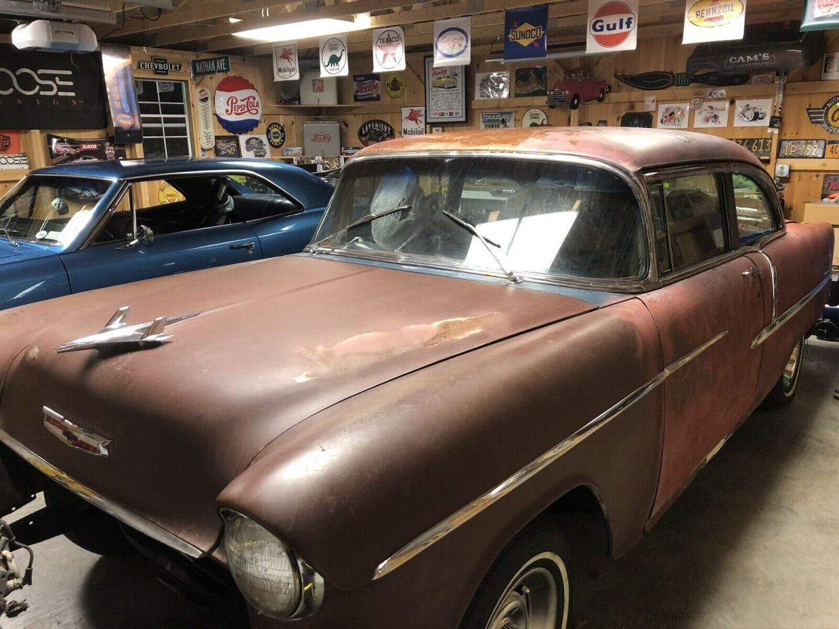 1955 chevrolet bel air coupe red rwd automatic bel air