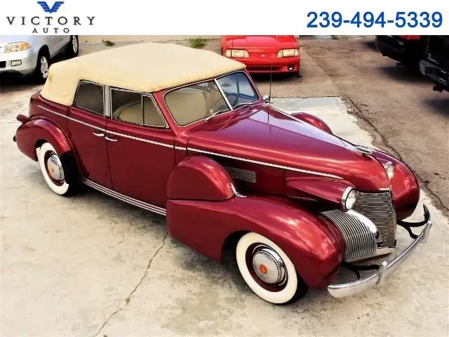 1939 cadillac series 61 convertible sedan 40,883 miles red v-8 3-speed