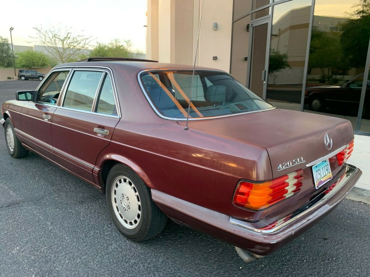 1991 mercedes 420sel cabernet over parchment leather low miles!