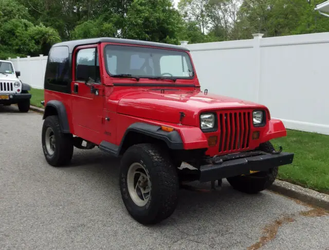 1989 wrangler jeep rare 4 cyl 4x4 red new top lots of upgrades tlc pick up only