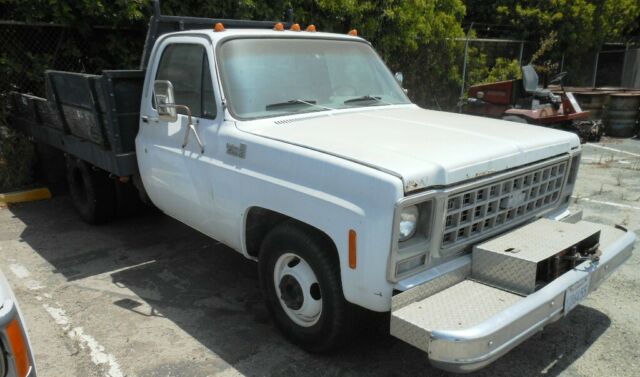 1980 chevy custom deluxe 30 flatbed / stake dump truck - rtauctions**