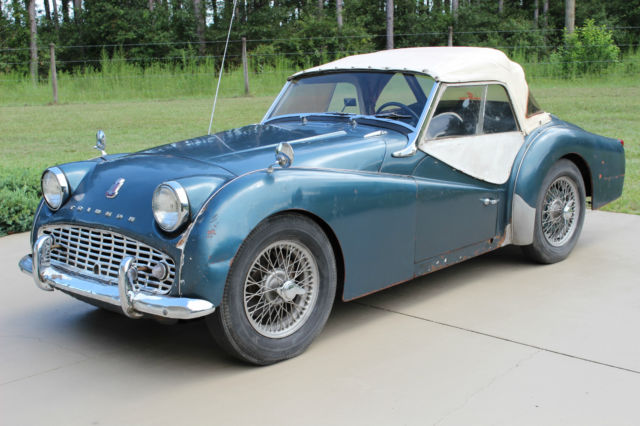 1959 triumph tr-3 good solid driver, numbers matching, original interior & top