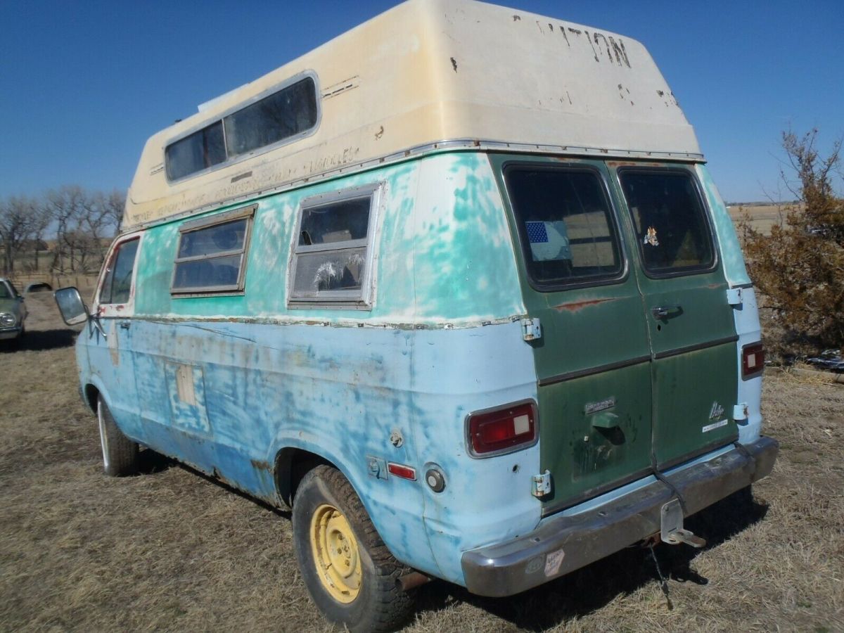 1976 dodge b-100 hi top former camper can