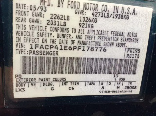 1993 ford mustang lx hatchback 2-door 5.0l 2owner car