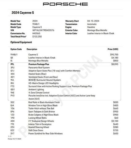 2024 porsche cayenne s