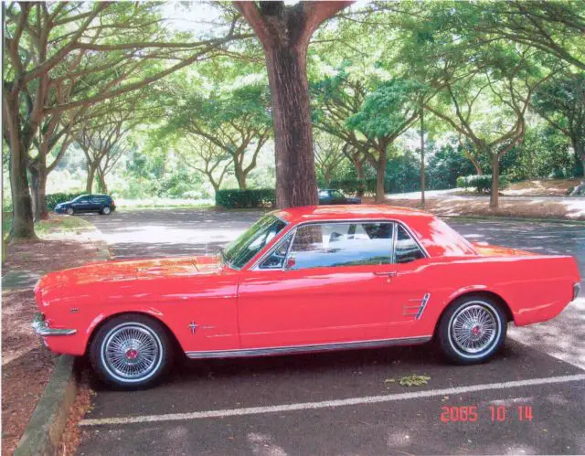1966 red mustang coupe with 2004 4.6l engine and 5 speed, ifs, disc brakes&other