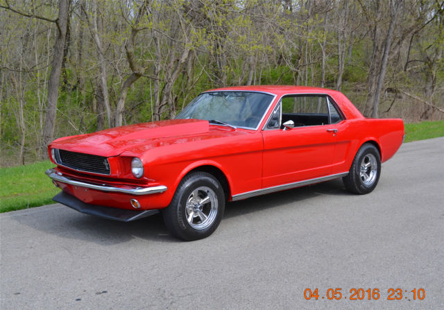1966 mustang coupe 289 5spd very solid black pony interior beautiful bright red
