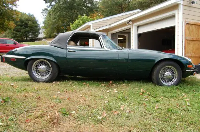 1974 jaguar xke e-type series 3 roadster brg/tan manual trans. same owner 32 yea