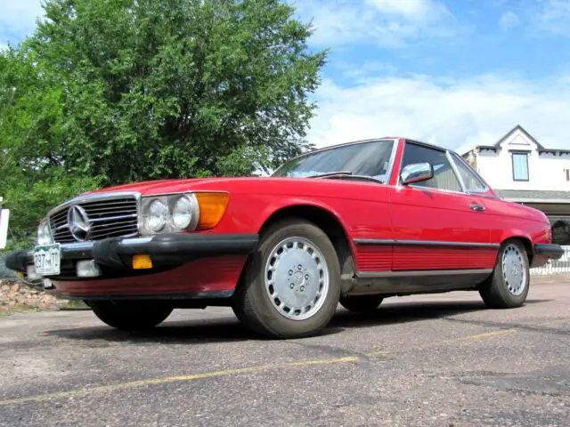 1988 red mercedes benz 560 sl convertible +hard top +soft top nice! watch video!