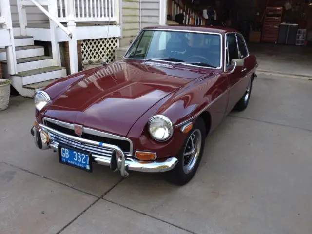 1973 mgb gt. gorgeous unrestored condition. damask red with blue interior