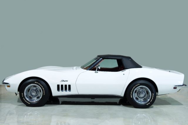 1969 chevrolet corvette convertible white/ red 350ci x 350hp special cam, m21