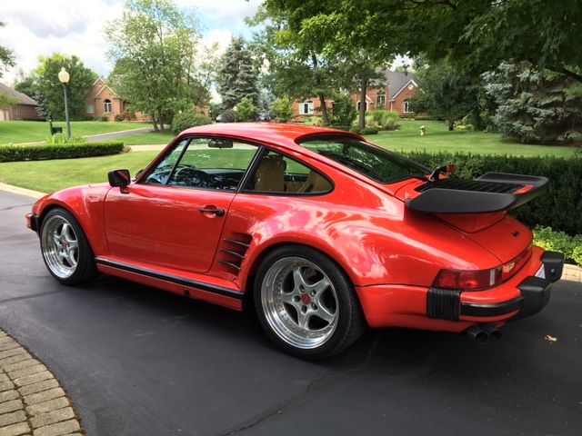 1987 porsche 911 turbo coupe factory slant nose -red- 37,594 miles