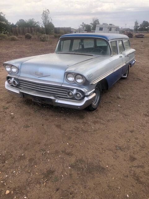 1958 chevrolet brookwood wagon blue standard