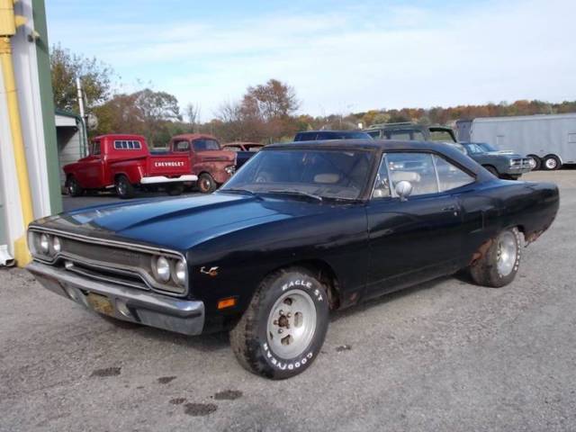 1970 plymouth roadrunner # match 383, factory black, auto 3-sp, ps, 1 owner