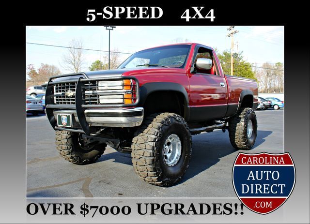 1990 chevrolet 1500 pickups lifted-5-spd-4x4-350sbc! red pickup truck 8 manual