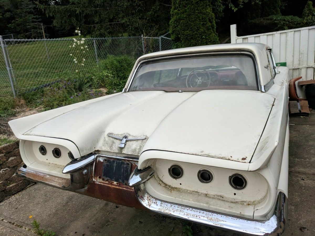 1960 ford tbird thunderbird white antique restorable