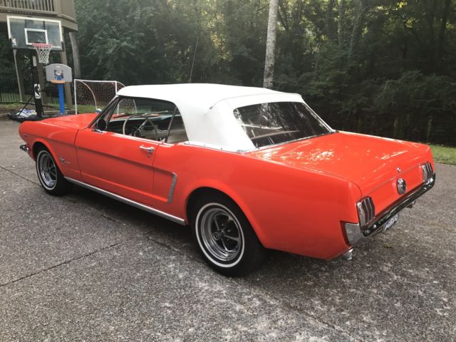 1965 mustang convertible - gorgeous 3 owner - 351 windsor 8 cyl - poppy red - ac