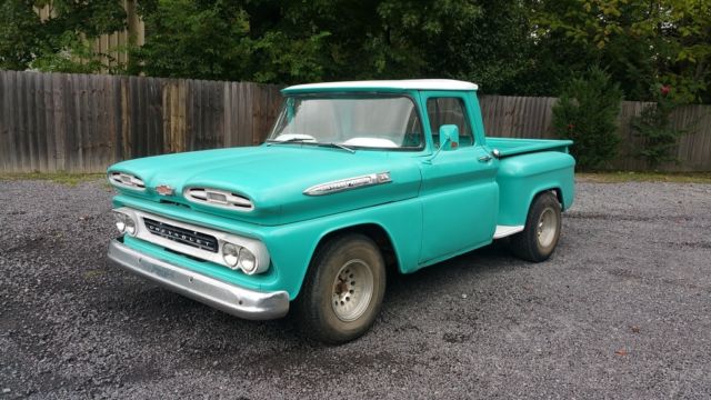 1961 chevrolet c-10 apache swb big back window stepside *look