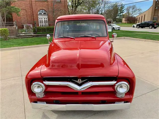 1955 ford f100 2 door red pickup v8 automatic
