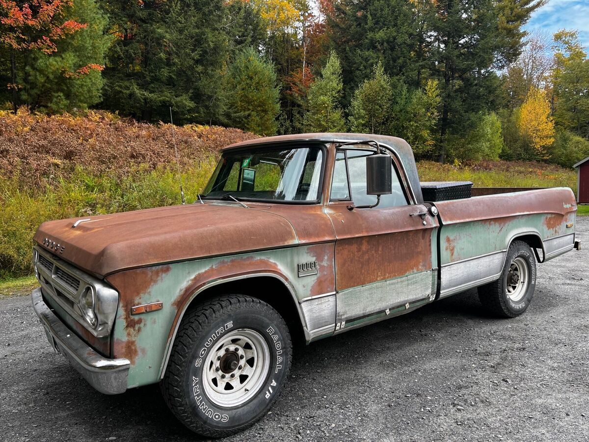 1971 dodge d/w series pickup green rwd automatic adventurer camper special