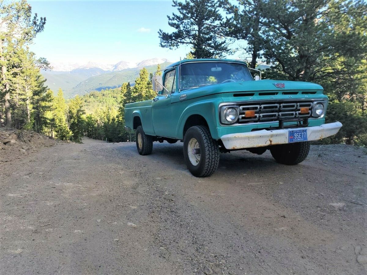 1964 f-100, 292 v8 4x4, one ton leaf springs, winch, original catalog paint chip