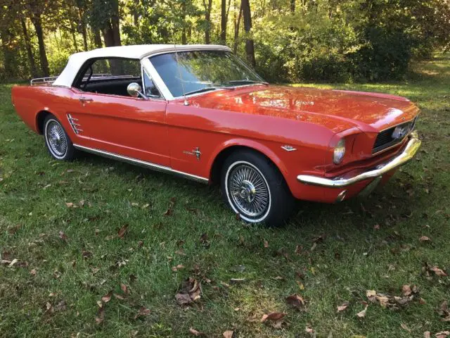 1966 mustang convertible classic red pony , new white top, 290 v8 auto , p/s