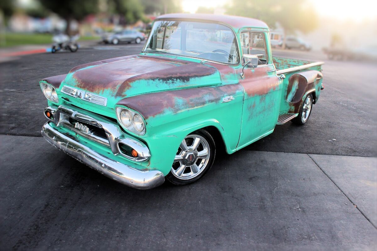 1958 gmc truck restomod ls powered blue chip big back window custom true patina