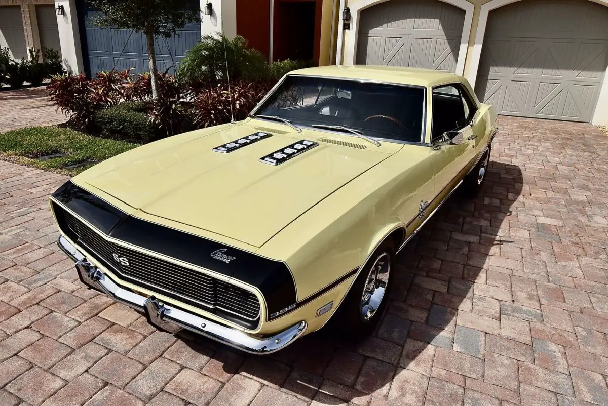 1968 camaro ss 396/375 h.p. 4 speed 21 butternut yellow frame off restored 10/10