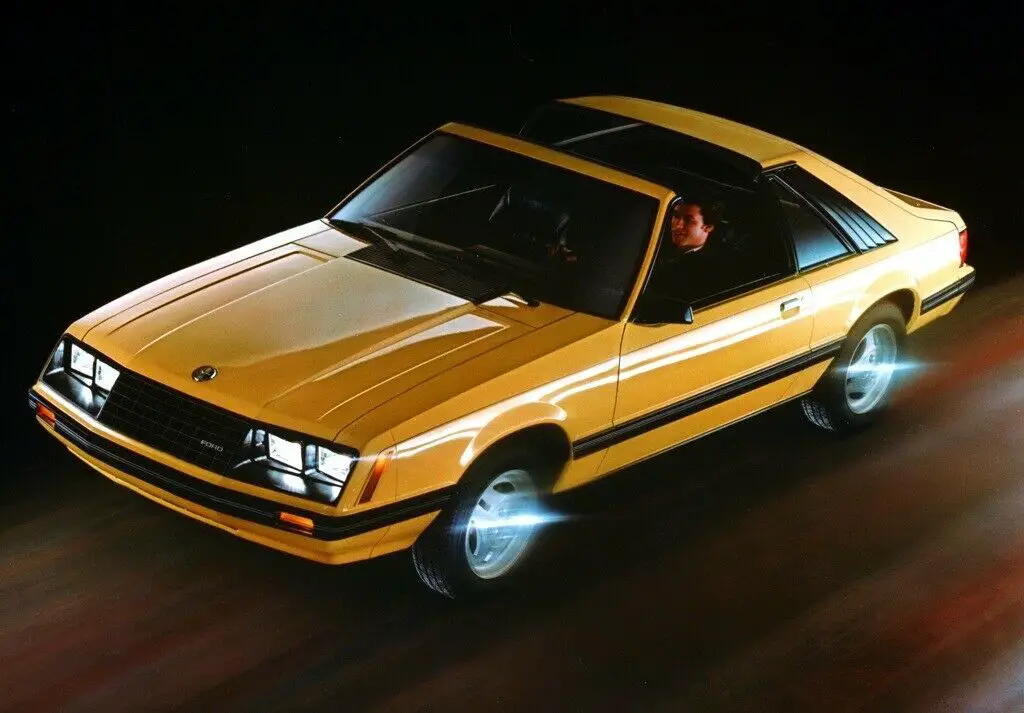 1982 ford mustang sedan yellow rwd automatic glx