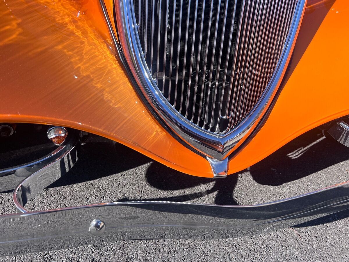 1933 ford model 18 orange rwd manual 5 window tudor coupe