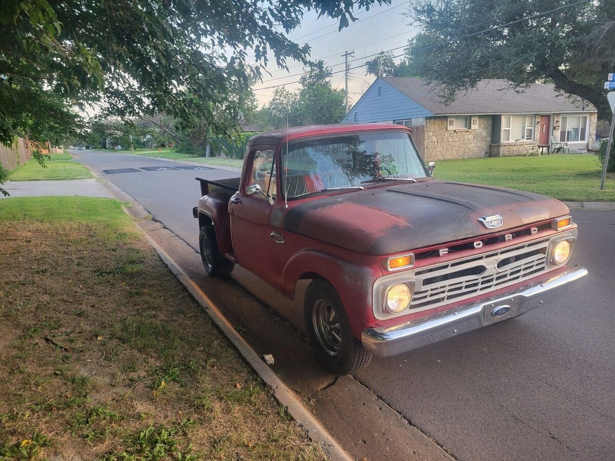 1966 ford f100 pickup red rwd automatic step side
