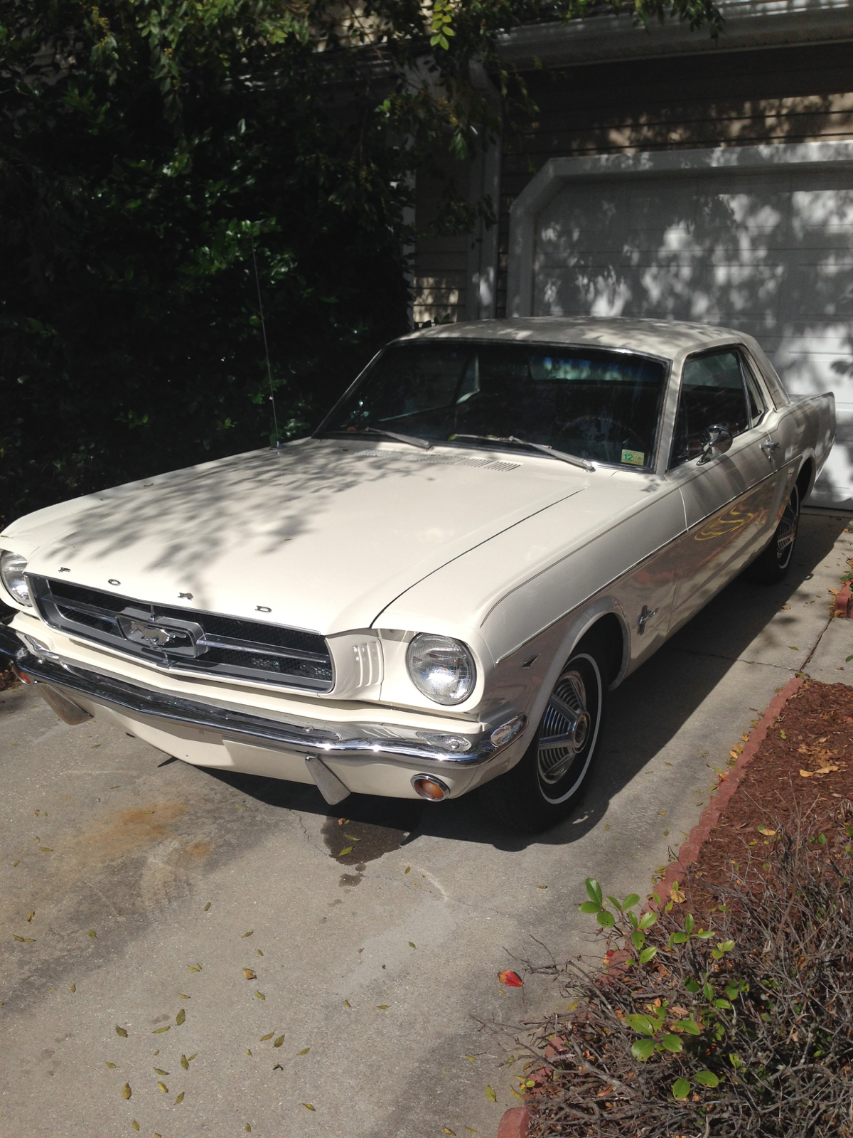 1965 white mustang hard top coupe brown interior am/fm radio see video