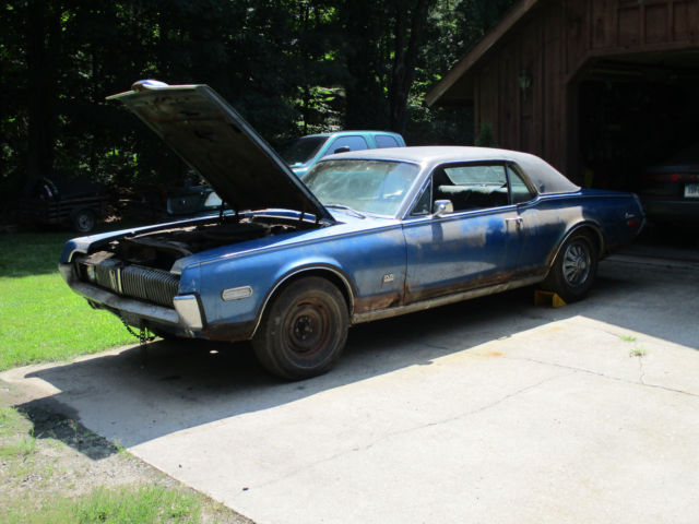 1968 mercury cougar xr-7, 6.5 liter engine, 4-speed, blue w/black oxford roof