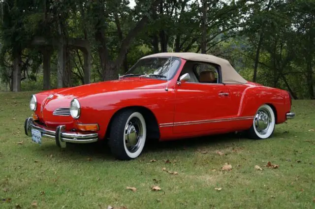 1973 volkswagen red karmann ghia convertible roadster classic sporty 2 seater