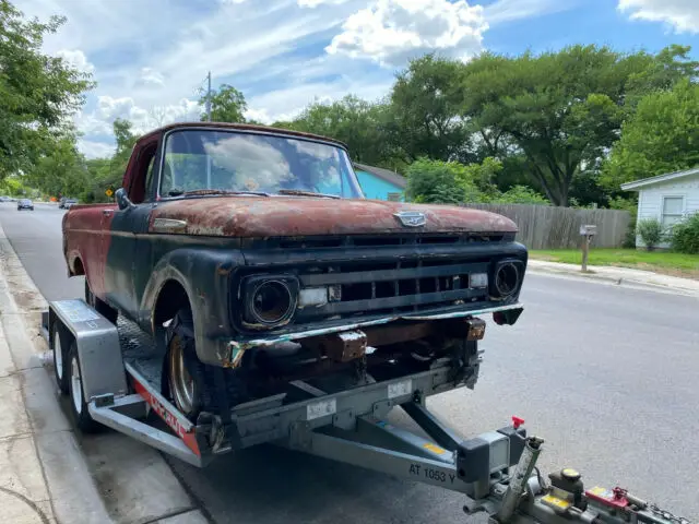 1962 ford f-100 unibody pickup no motor or trans. straight body typical rust