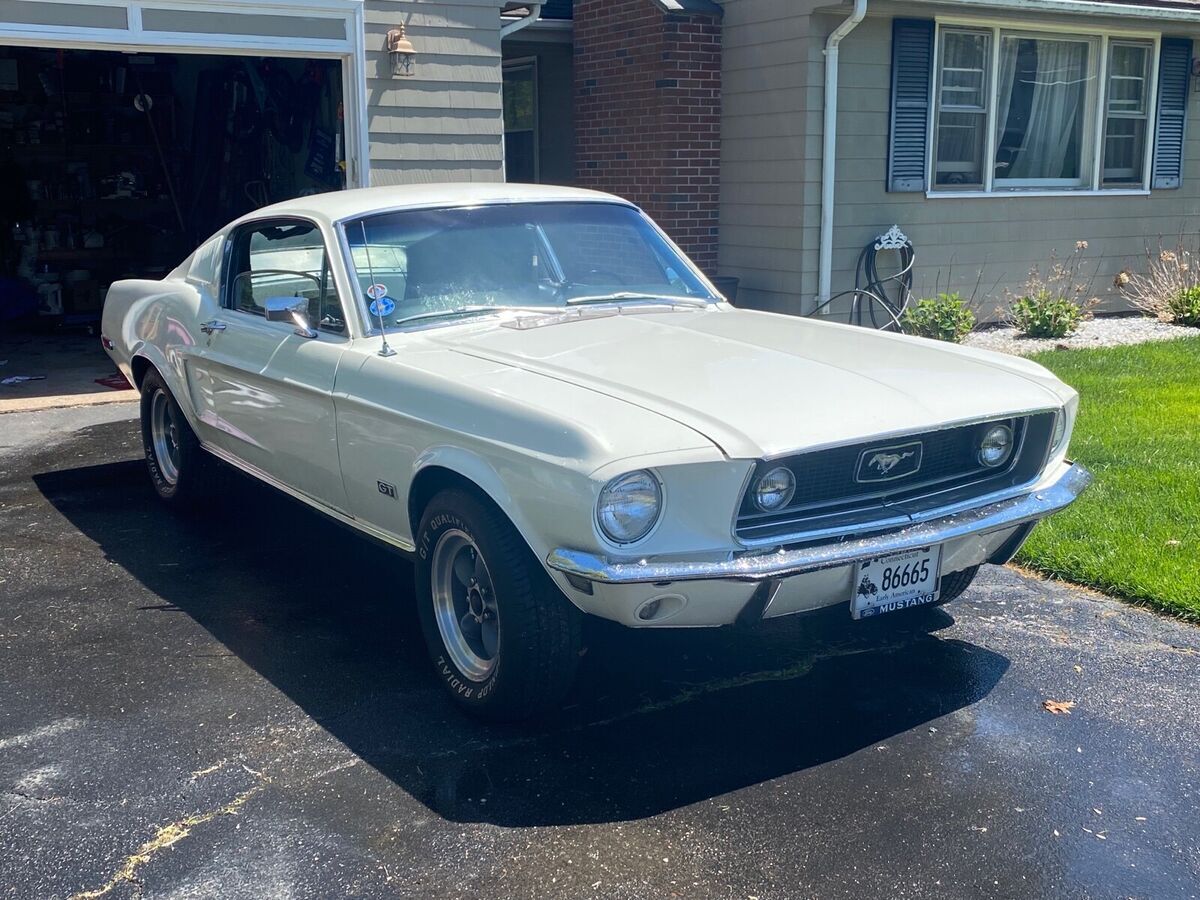 1968 ford mustang coupe white rwd manual gt