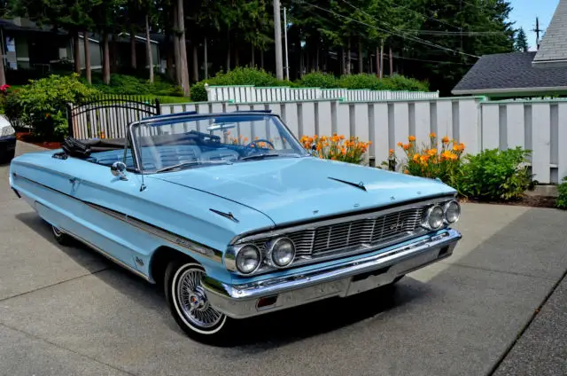 1964 ford galaxie 500 convertible 4 speed manual transmission skylight blue