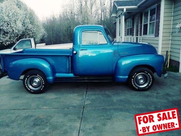 1953 chevrolet pickup 6 cylinder 3-speed all original truck custom paint nc