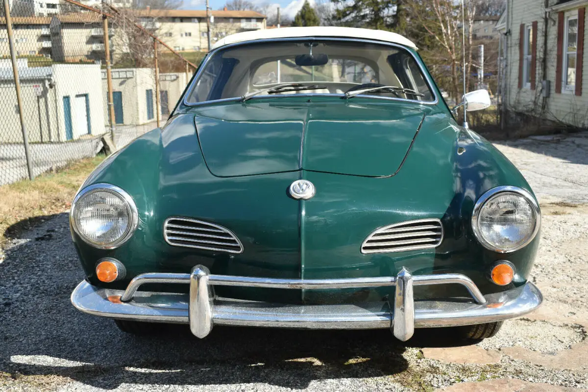 1967 volkswagen karmann ghia cabriolet; roulette green; #'s match; (video)