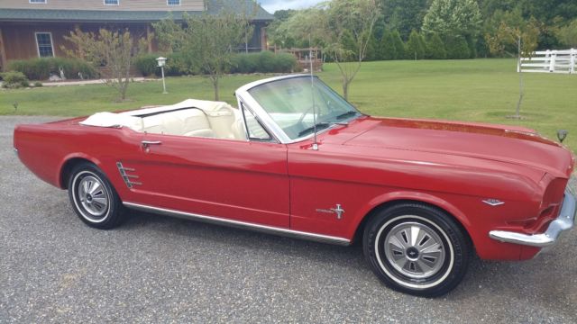 1966 ford mustang convertible 289 auto. red with white interior. power top