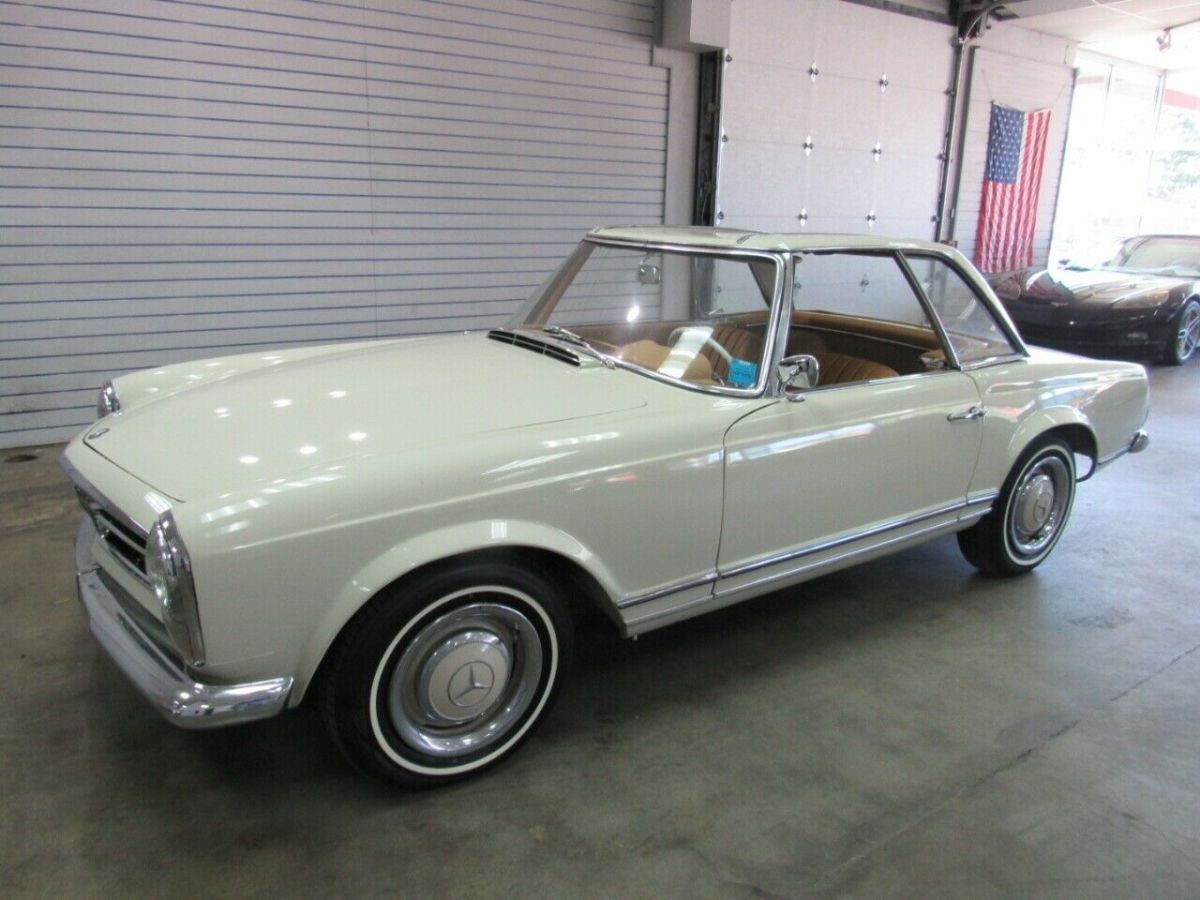 1966 mercedes-benz 230sl 90,619 miles cream over tan leather