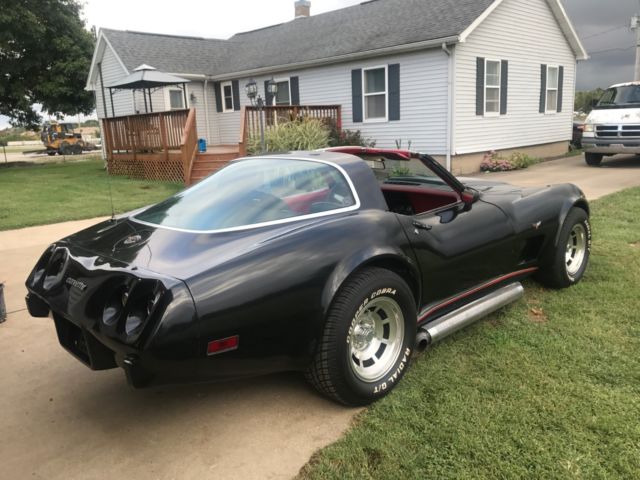 1978 corvette 25th anniversary black l82 nice interior side pipes t-tops