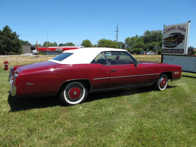 1975 cadillac eldorado convertible - 88,392 miles - roxena red (burgundy)