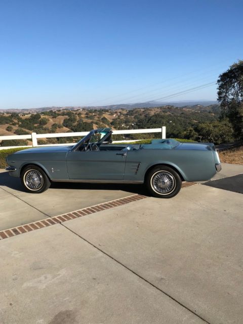 66 mustang convertible silver metallic cloud blue with black top