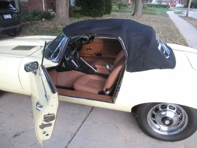 1974 jaguar xke e-type series3 v-12 pale primrose yellow ots roadster a/c auto