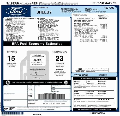2012 ford shelby gt500 base