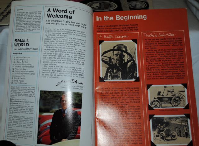 nice lot of early 1970s vw beetle brochures; 1967 vw book, think small